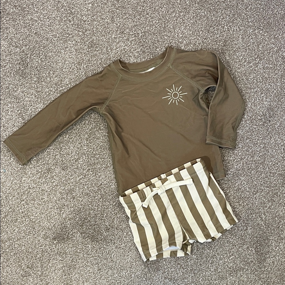 Rylee + Cru Swim Trunks and Rash guard